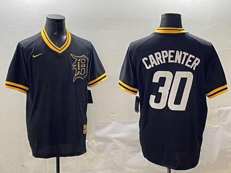 Men Detroit Tigers #30 Carpenter Black Gold Game 2025 Nike MLB Jersey style 1->detroit tigers->MLB Jersey